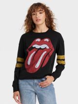The Rolling Stones NWOT  Black Long Sleeves Lips Tongue Tee T-Shirt Top New Large Photo 0