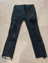Women' Black Denim Distressed Ripped straight leg jeans (no brand name) Size 26 Photo 0