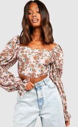 Boohoo NWT  Tired Sleeve Corset Top Photo 0