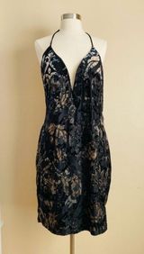Trac Printed Velvet Gradient Halter Tie Open Back Mini Dress Size 1X NWOT Photo 0