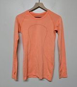 Lululemon Swiftly Tech Long Sleeve Crew Sz 6 Bright Orange Thumbholes Workout Photo 0