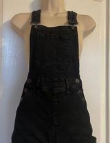 Rue21 Black Denim Short Jean Overalls 2  Adjustable Straps Beach Basic Classic Photo 0