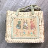 Clothesline Dresses Wicker Straw Basket Purse Bag Photo 0