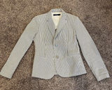 Women's White Striped Blazer Photo 0
