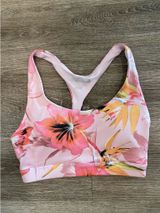 Forever 21 sports bra pink hibiscus tropical floral XS  Photo 0