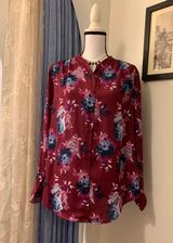 Faded Glory Merlot Floral Blouse Top Photo 0