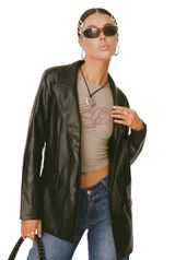 Faux Leather Black Blazer Size 10 Photo 0