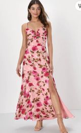 Lulus Pink Floral Maxi Dress Photo 0