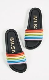 Melissa Rainbow Beach Slide Black Rainbow Size 7 Photo 0