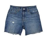 Levi Strauss & Co. 501 Blue High Waist Raw Hem Denim Jeans Bermuda Shorts Sz 28 Photo 0