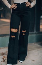 Black Wide Leg Jeans Size 12 Photo 0