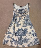 Cider Toile De Jouy Ruched Mini Dress Photo 0