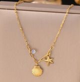 18k gold plated stainless steel chain with shell , starfish Photo 0