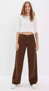 [American Eagle Outfitters] Brown Corduroy Wide Leg Low-Rise Skater Jeans Size 2 Photo 0