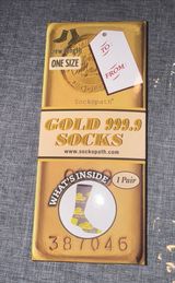 New Gold 999.9 Men’s Crew Socks One Size Crew Length Sockopath Fine Gold Novelty Photo 0