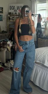 Wide Leg Rip Jeans Photo 0