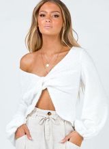 Princess Polly Top White Long Sleeve Photo 0