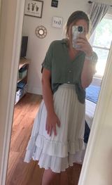 WD•NY Pleated Tiered Midi White Skirt Photo 0