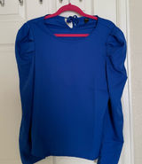 SHEIN Royal Blue Long Sleeve Blouse Top Photo 0