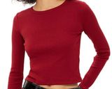 Topshop Red Long Sleeve Crop Top Photo 0