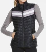 Fabletics L //  Fenway Black Gray White Windproof Zip Up Insulated Puffer Vest Photo 0