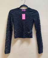 Edikted Black Lace Long Sleeve Going Out Top Photo 0
