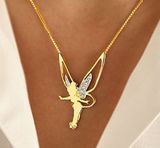 Tinkerbell Disney Gold and Silver Fairy Pendant Necklace Photo 0