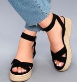 Chinese Laundry Black Suede Espadrilles Sandals Photo 0