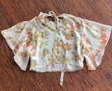 ZARA NWT  Flutter Sleeve Crop Blouse. Large Photo 0