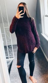 Treasure And Bond Maroon And Black Turtleneck Sweater Photo 0