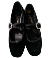 NEW Juicy Couture Velvety Black Mary Janes Flats Pearl Buckle Photo 0