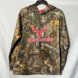 Realtree women’s medium brown camouflage pink pullover hood sweatshirt Photo 0