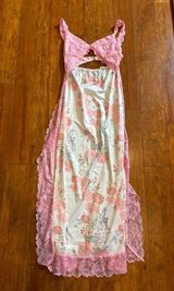 Pink Lace Cutout Maxi Dress Photo 0