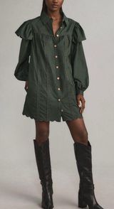 Collared Button Front Shift Mini Dress, Size S Photo 0