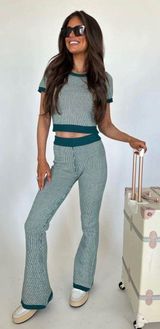 These Three Boutique Set Two Toned Ribbed Top And Pants Photo 0