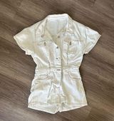 Le lis White Denim Short Sleeve Romper Photo 0