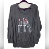 Torrid Grey Sequin Lipstick Raglan Sweater 2X Photo 0