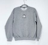 Embroidered Bookworm Read More Boooks Spooky Ghost Book Grey Crewneck Sweatshirt Photo 0