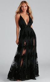 Windsor Black Morgan Formal Flocked Velvet Dress Photo 0