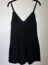 Victoria’s Secret Nightie Lingerie Slip Dress Black Lace Trim Cotton Soft Medium Photo 0