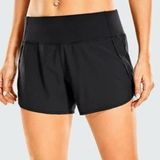 CRZ YOGA Quick-Dry Athletic Sports Shorts,4”, Zip Pocket, Black, Medium, NWT Photo 0