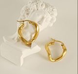 18k Gold Plated Stainless Steel BENT MINIMALIST SIMPLE HOOP EARRINGS Photo 0