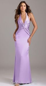 Lilac Satin Halter Bridesmaid Dress Photo 0
