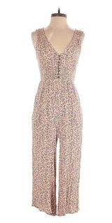 American Eagle Ditsy Floral Woven Sleeveless V-Neck Woven Wide Leg Jumpsuit Photo 0