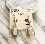 Cato  Nickel Free Clip On Earrings Silver Toned Metal Teardrop Dangle Drop NWT Photo 0