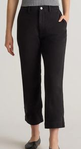 Quince Black Cropped Wide Leg Pants Size 10 European Linen Blend Photo 0