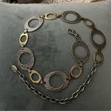 Vintage Silver Pewter Gold Tone Metal Chain Hip Belt One Size Photo 0