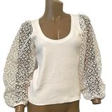 Anthropologie Maeve small ivory lace puff sleeve top TB 1914 Photo 0