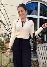 Boutique NWT Cream Knit Top Button Up Business Casual Elegant Sweater  Photo 0