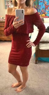 SheIn Red Off The Shoulder Dress Photo 0